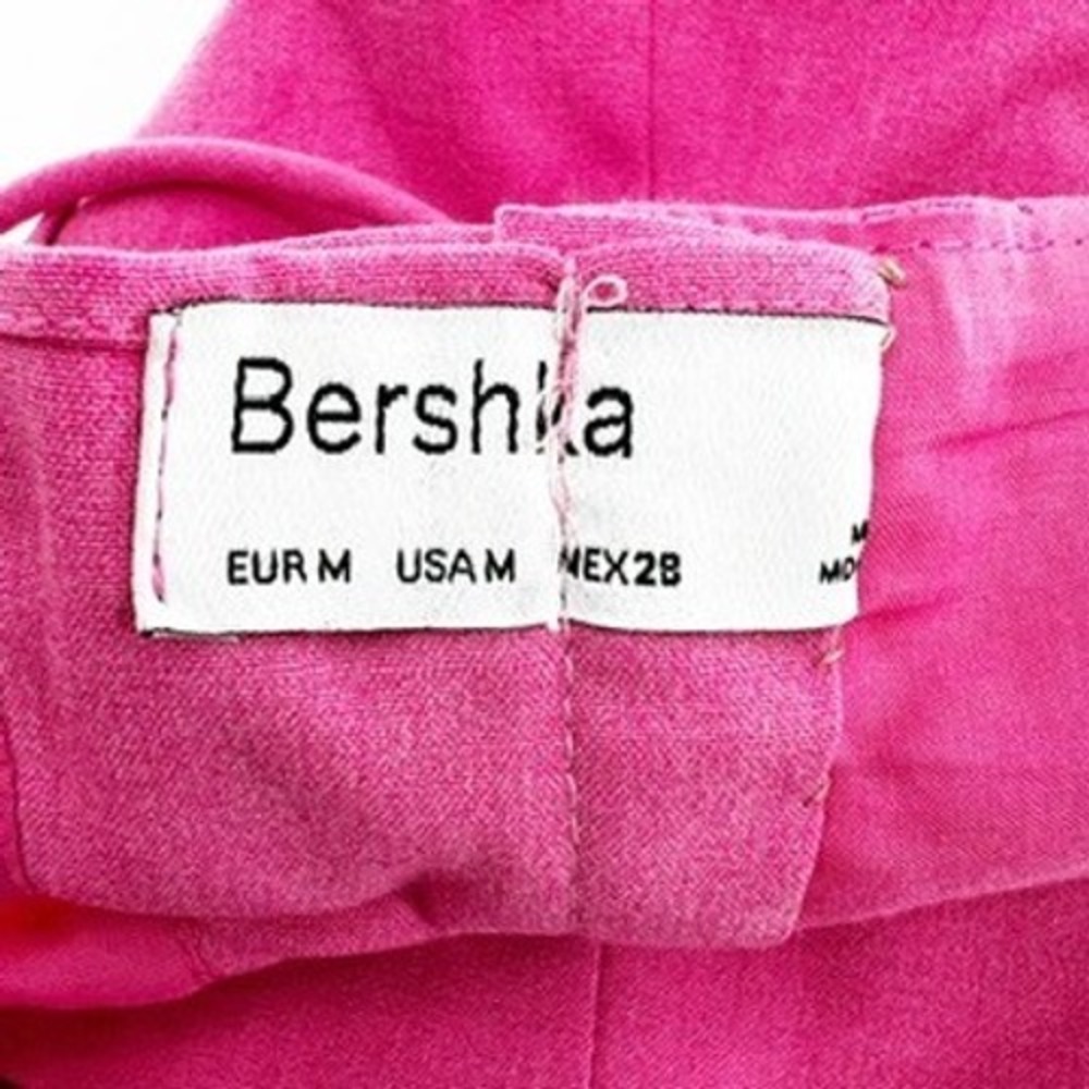 Bershka Womens Hot Pink Halter Neck Waistcoat Lace Up Back Cropped Vest Size M - Picture 3 of 4